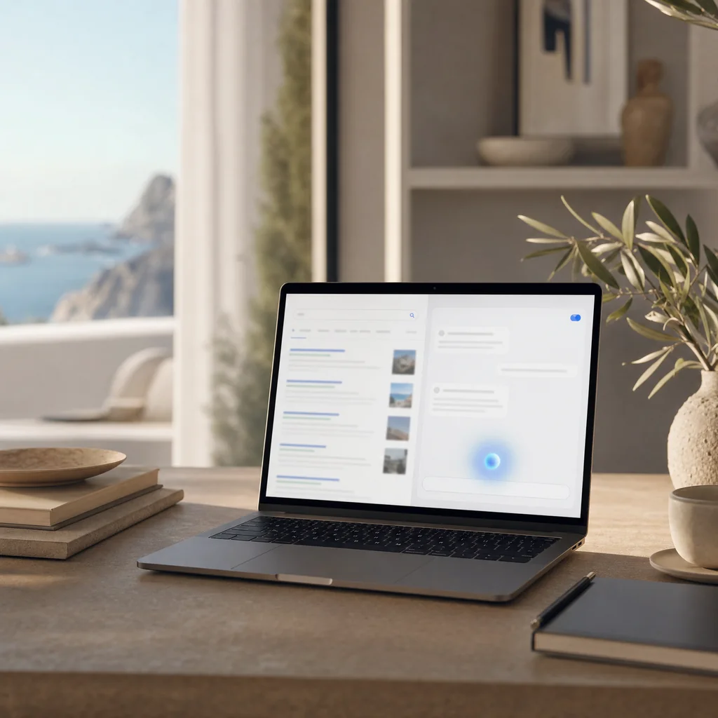 Risultati di ricerca Google accanto a un assistente AI